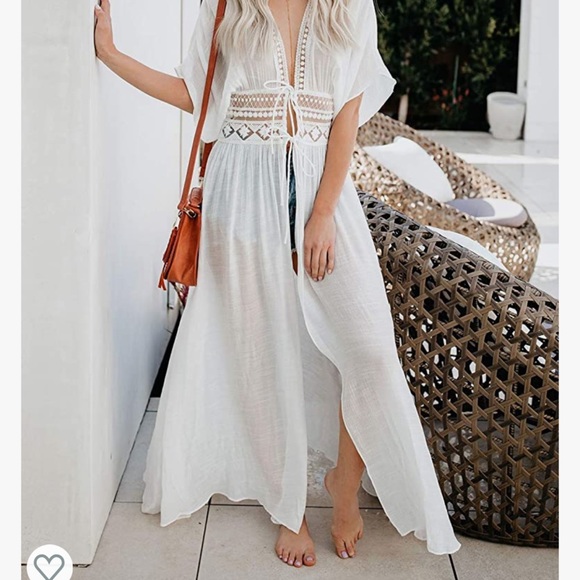 Open Front Kimono Beach Cover Up Maxi - Picture 1 of 6